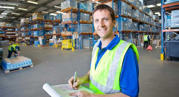Smiling warehouse worker